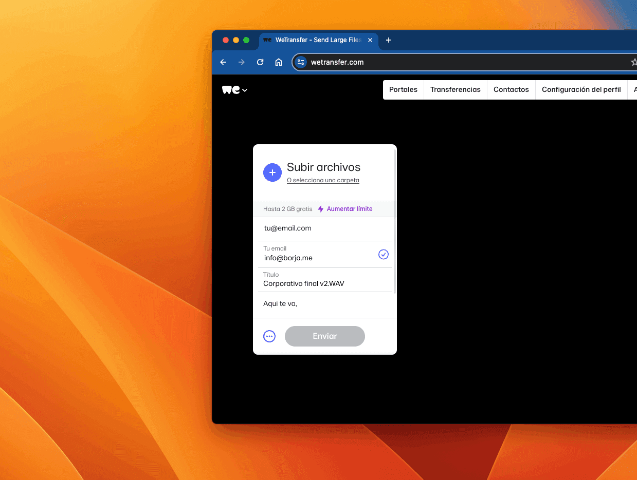 Aquí tu WeTransfer